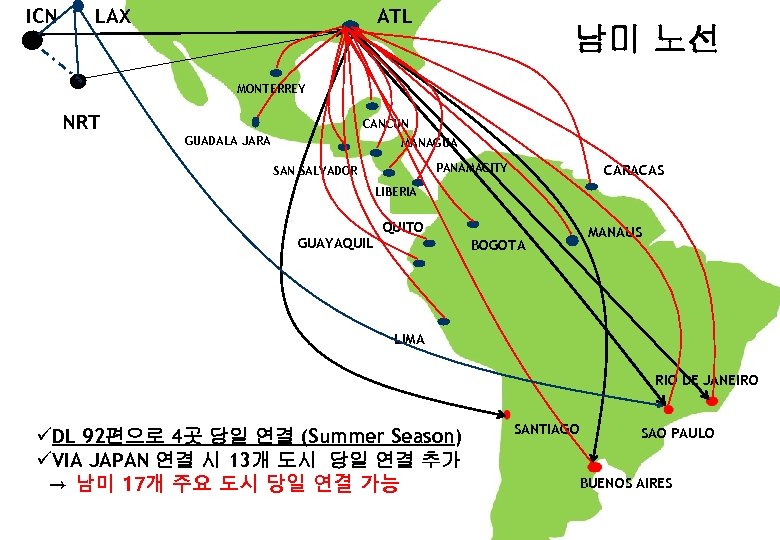 ICN LAX ATL 남미 노선 MONTERREY NRT CANCUN GUADALA JARA MANAGUA PANAMACITY SAN SALVADOR