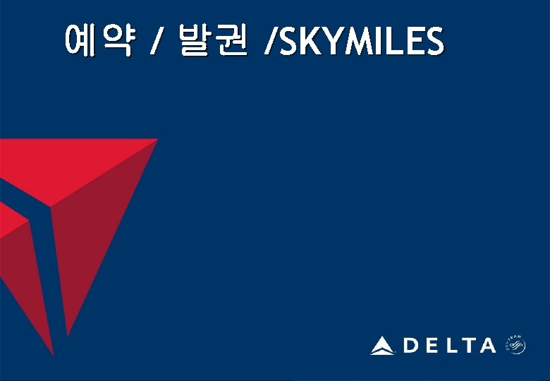 예약 / 발권 /SKYMILES 