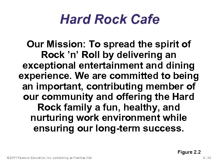 Hard Rock Cafe Our Mission: To spread the spirit of Rock ’n’ Roll by