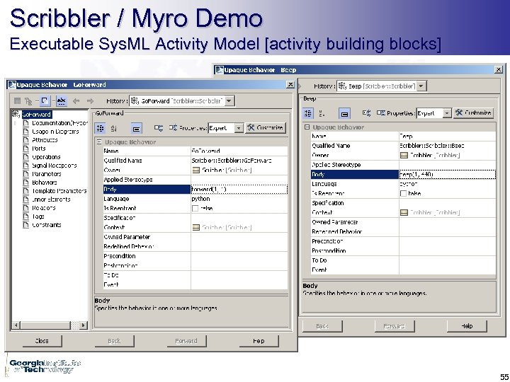 Scribbler / Myro Demo Executable Sys. ML Activity Model [activity building blocks] 55 