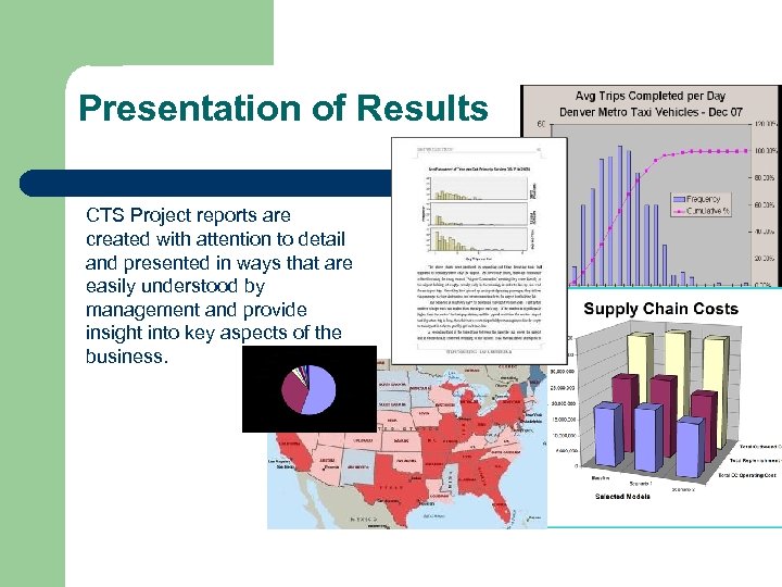 Presentation of Results CTS Project reports are created with attention to detail and presented