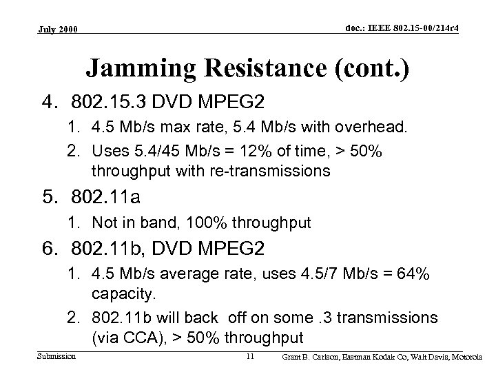 doc. : IEEE 802. 15 -00/214 r 4 July 2000 Jamming Resistance (cont. )