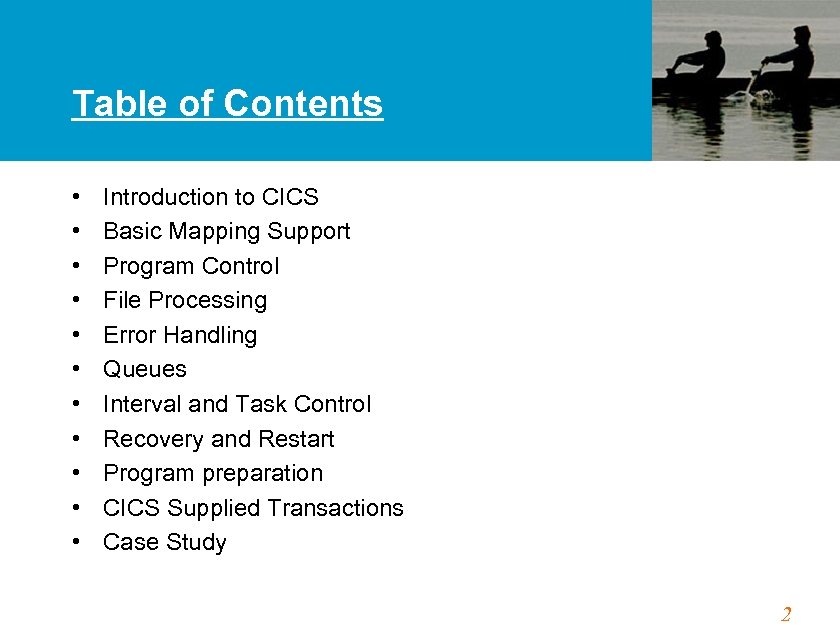 Table of Contents • • • Introduction to CICS Basic Mapping Support Program Control