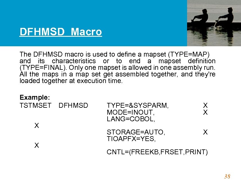 DFHMSD Macro The DFHMSD macro is used to define a mapset (TYPE=MAP) and its