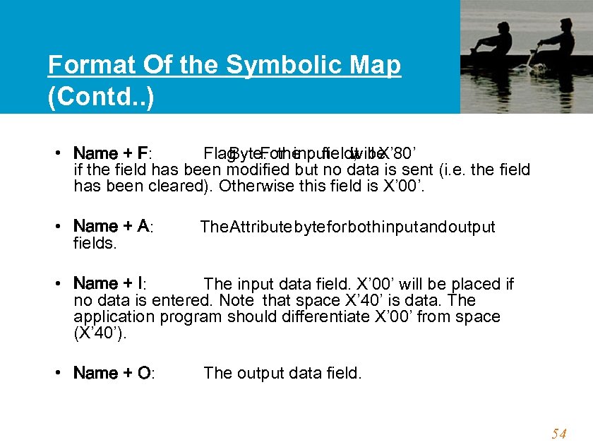 Format Of the Symbolic Map (Contd. . ) • Name + F: Flag For