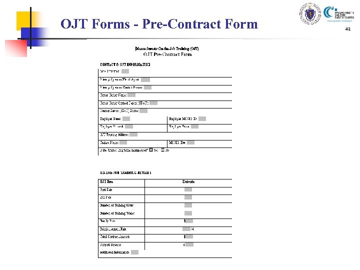 OJT Forms - Pre-Contract Form 42 