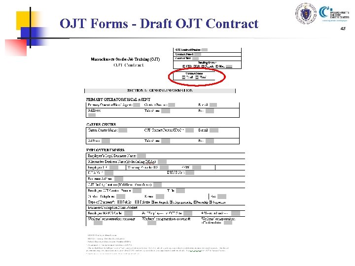 OJT Forms - Draft OJT Contract 45 