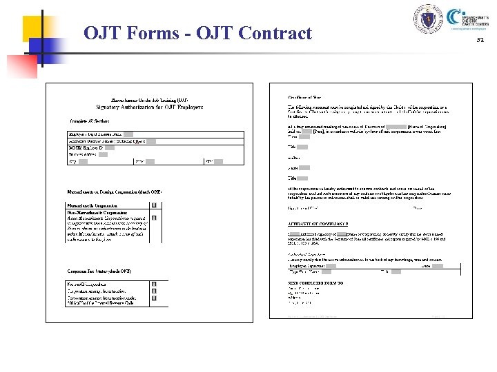 OJT Forms - OJT Contract 52 