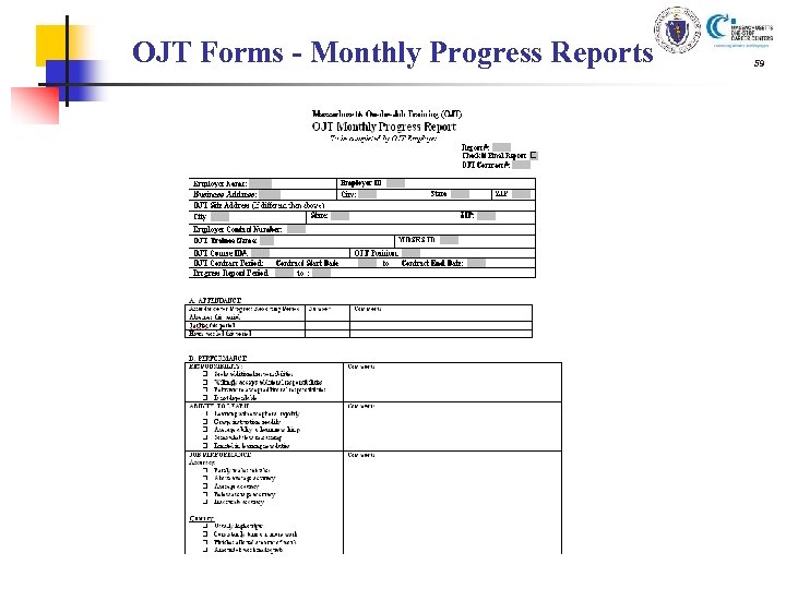 OJT Forms - Monthly Progress Reports 59 