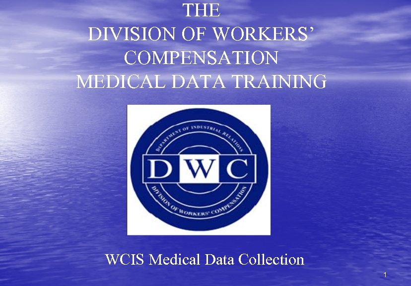 THE DIVISION OF WORKERS’ COMPENSATION MEDICAL DATA TRAINING WCIS Medical Data Collection 1 