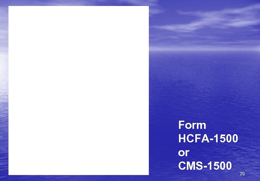 Form HCFA-1500 or CMS-1500 29 