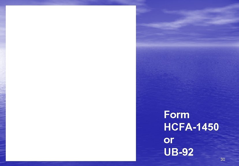 Form HCFA-1450 or UB-92 30 