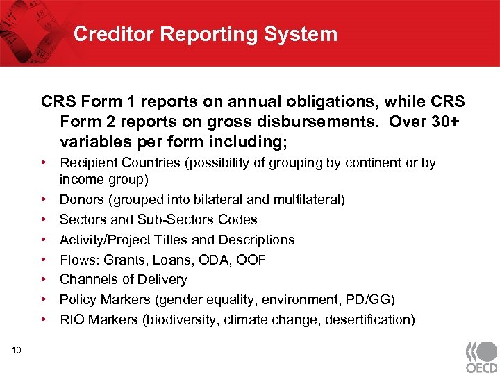 Creditor Reporting System CRS Form 1 reports on annual obligations, while CRS Form 2