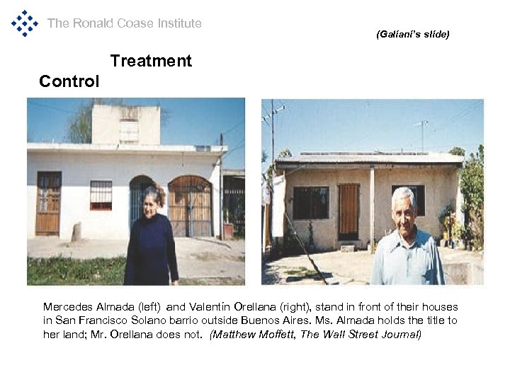 The Ronald Coase Institute (Galiani’s slide) Treatment Control Mercedes Almada (left) and Valentín Orellana