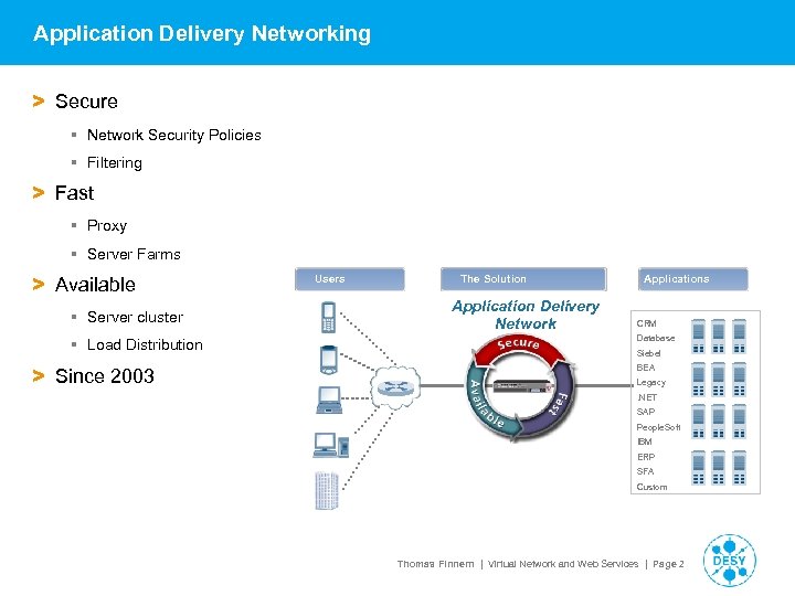 Application Delivery Networking > Secure § Network Security Policies § Filtering > Fast §