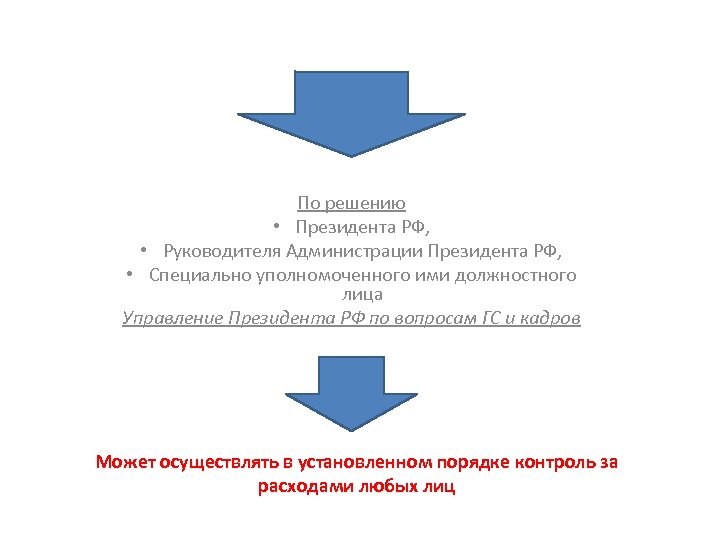 По решению • Президента РФ, • Руководителя Администрации Президента РФ, • Специально уполномоченного ими