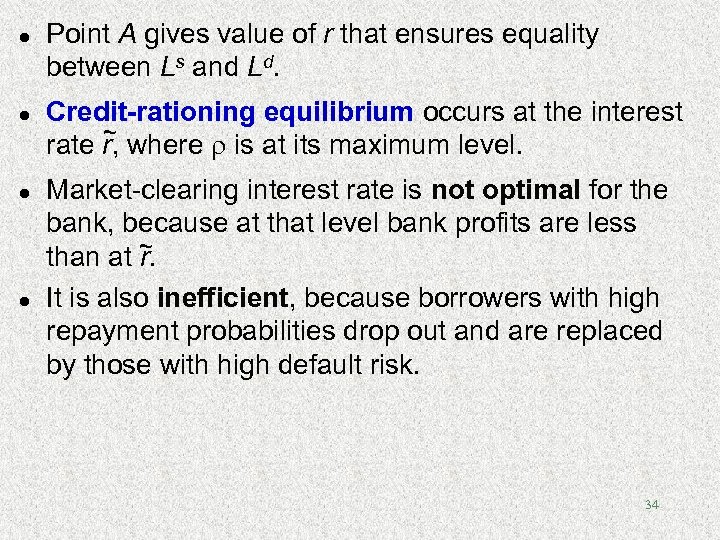 l l Point A gives value of r that ensures equality between Ls and