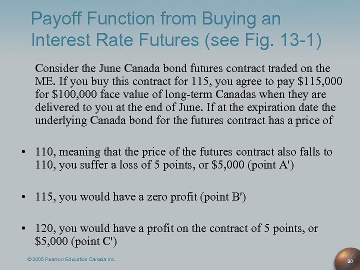 Payoff Function from Buying an Interest Rate Futures (see Fig. 13 -1) Consider the