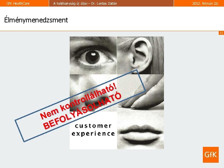 Gf. K Health. Care A hatékonyság új útjai – Dr. Lantos Zoltán 2012. február