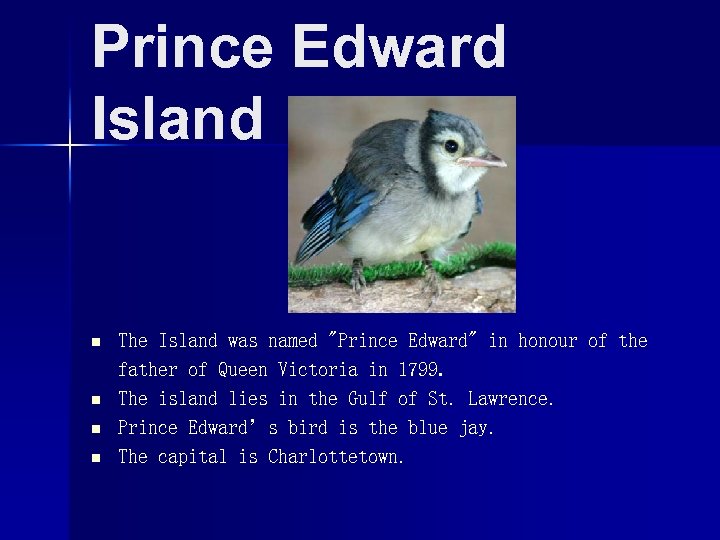 Prince Edward Island n n The Island was named 