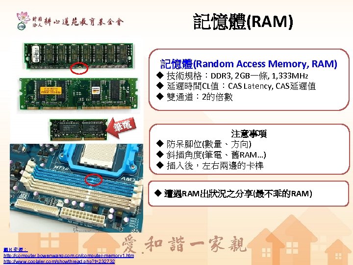 記憶體(RAM) 記憶體(Random Access Memory, RAM) u 技術規格：DDR 3, 2 GB一條, 1, 333 MHz u