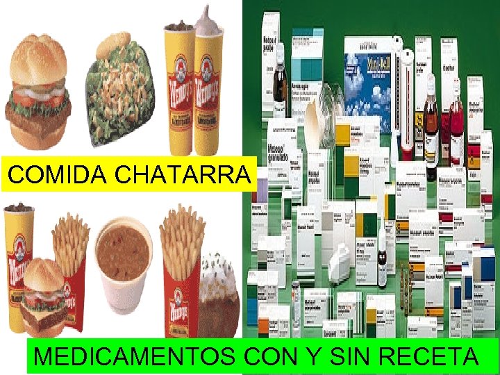 COMIDA CHATARRA MEDICAMENTOS CON Y SIN RECETA 