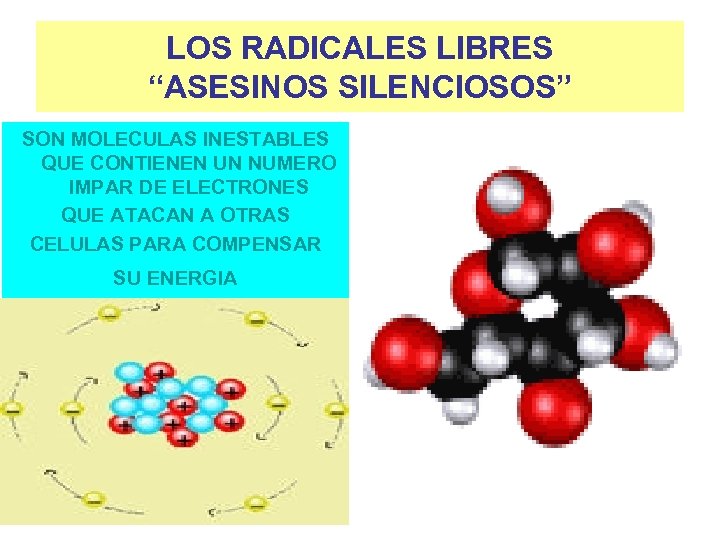 LOS RADICALES LIBRES “ASESINOS SILENCIOSOS” SON MOLECULAS INESTABLES QUE CONTIENEN UN NUMERO IMPAR DE