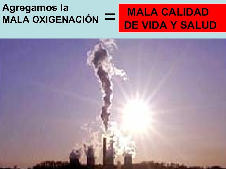 Agregamos la MALA OXIGENACIÓN = MALA CALIDAD DE VIDA Y SALUD 
