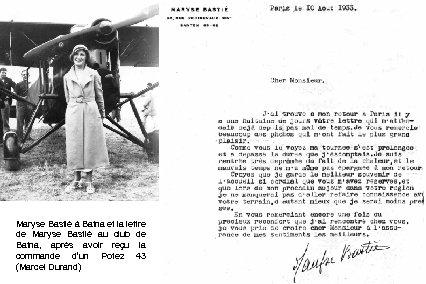 Maryse Bastié à Batna et la lettre de Maryse Bastié au club de Batna,