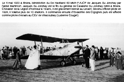 Le 4 mai 1933 à Biskra, bénédiction du De Havilland 60 Moth F-AJOF de