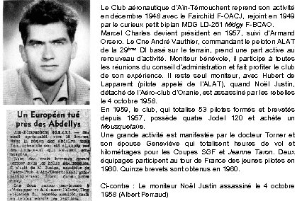 Le Club aéronautique d’Aïn-Témouchent reprend son activité en décembre 1948 avec le Fairchild F-OACJ,