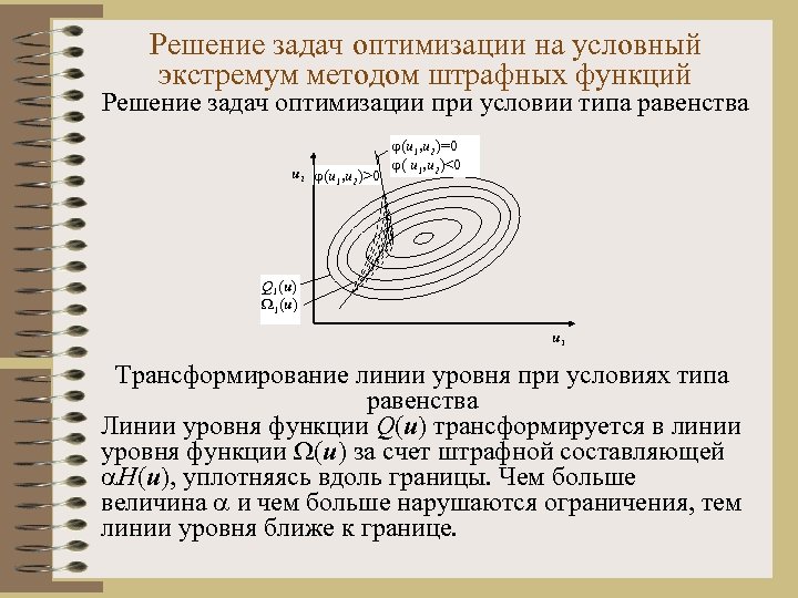 Решение задач оптимизации на условный экстремум методом штрафных функций Решение задач оптимизации при условии