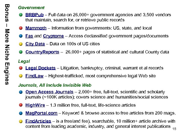 Bonus – More Niche Engines Government BRBPub – Full data on 26, 000+ government