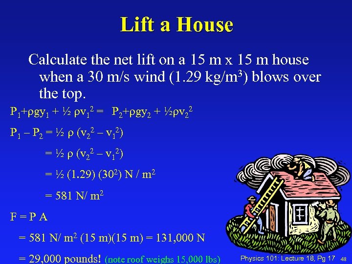 Lift a House Calculate the net lift on a 15 m x 15 m