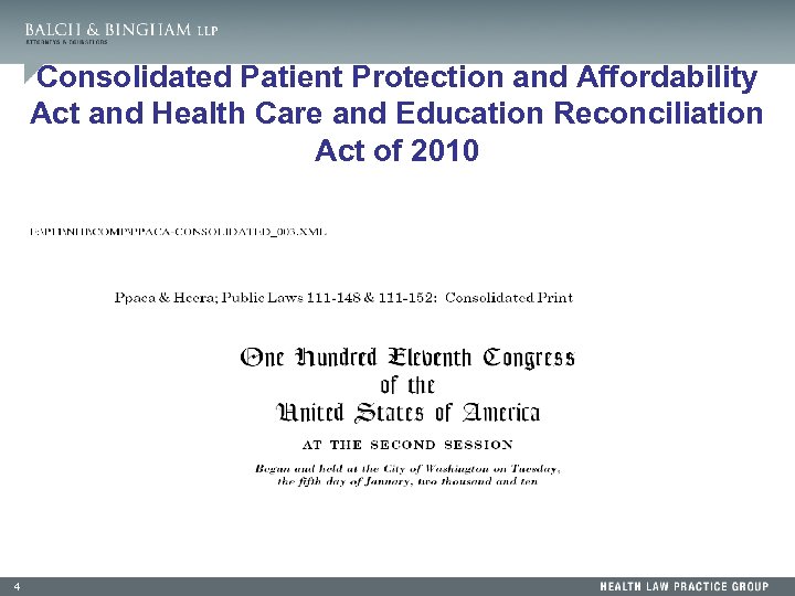 Consolidated Patient Protection and Affordability Act and Health Care and Education Reconciliation Act of