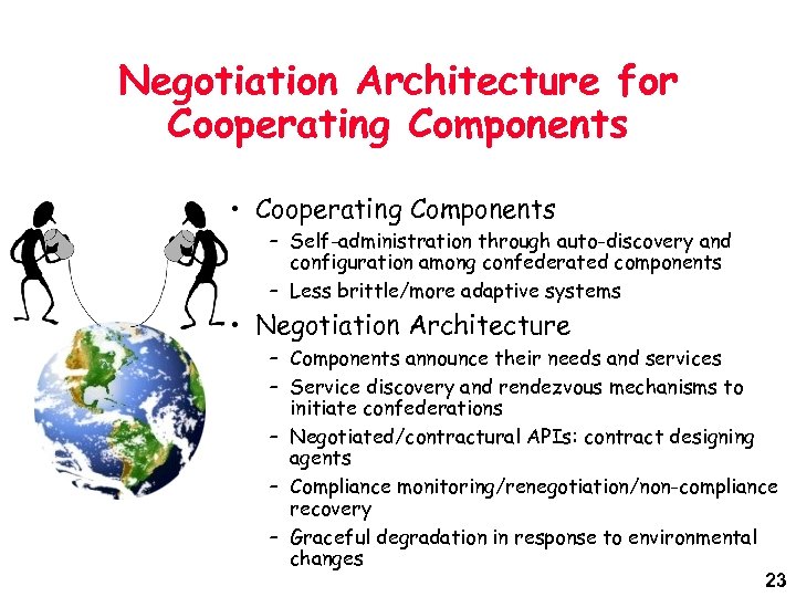 Negotiation Architecture for Cooperating Components • Cooperating Components – Self-administration through auto-discovery and configuration
