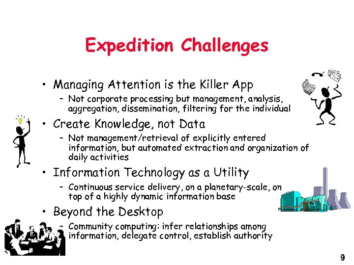 Expedition Challenges • Managing Attention is the Killer App – Not corporate processing but