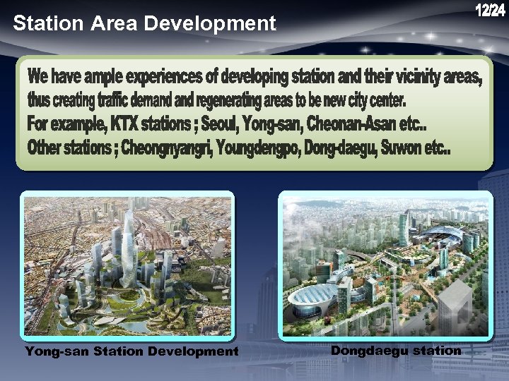 Station Area Development 사진을 넣어주세요. Yong-san Station Development 사진을 넣어주세요 Dongdaegu station 