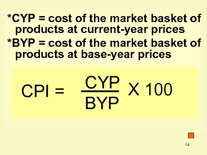 *CYP = cost of the market basket of products at current-year prices *BYP =