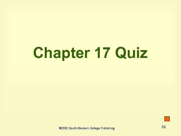 Chapter 17 Quiz © 2002 South-Western College Publishing 59 