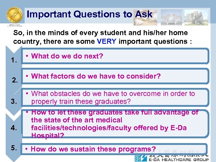 Important Questions to Ask So, in the minds of every student and his/her home