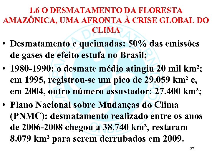 1. 6 O DESMATAMENTO DA FLORESTA AMAZÔNICA, UMA AFRONTA À CRISE GLOBAL DO CLIMA