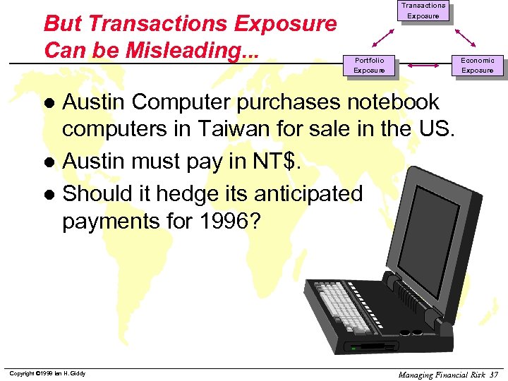 But Transactions Exposure Can be Misleading. . . Transactions Exposure Portfolio Exposure Economic Exposure