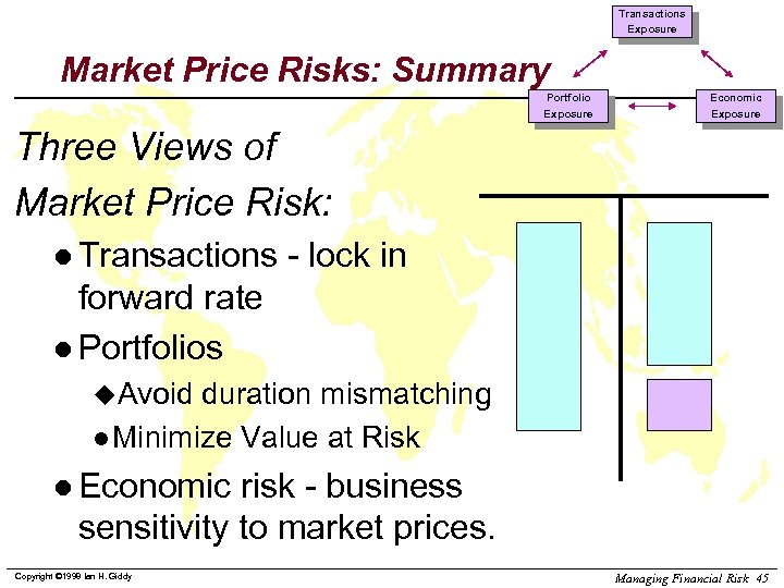 Transactions Exposure Market Price Risks: Summary Portfolio Exposure Economic Exposure Three Views of Market