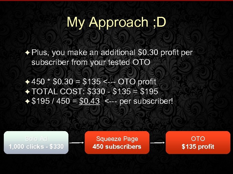 My Approach ; D ✦ Plus, you make an additional $0. 30 profit per