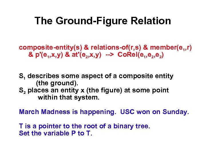 The Ground-Figure Relation composite-entity(s) & relations-of(r, s) & member(e 1, r) & p'(e 1,