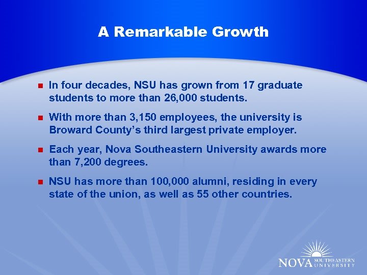 A remarkable growth A Remarkable Growth n n n n In four decades, NSU