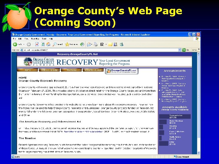 Orange County’s Web Page (Coming Soon) 