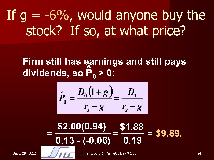 If g = -6%, would anyone buy the stock? If so, at what price?