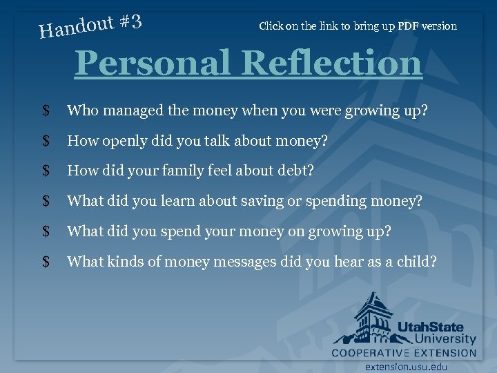 ndout #3 Ha Click on the link to bring up PDF version Personal Reflection